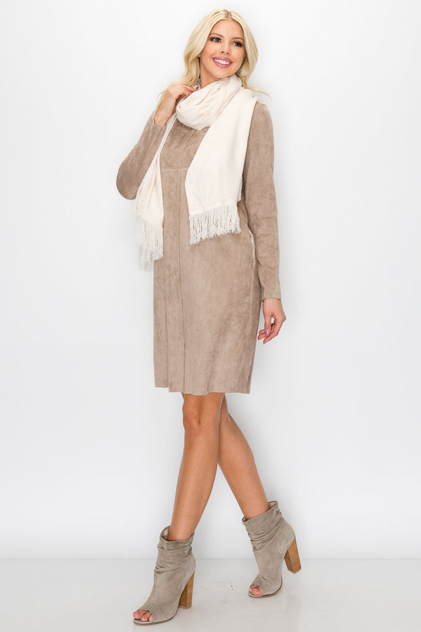 Aurora Round-Neck Dress | Long Sleeve Khaki / S Aurora Round-Neck Dress | Long Sleeve Khaki / S