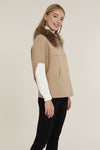 Side view of the Dolce Cabo Faux Fur Cardigan - Camel