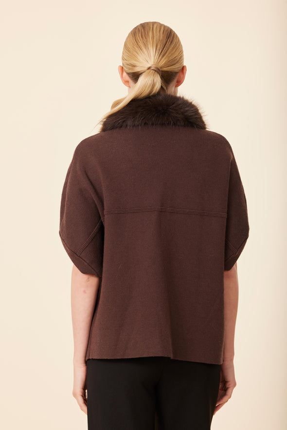 Dolce Cabo Faux Fur Cardigan - Espresso