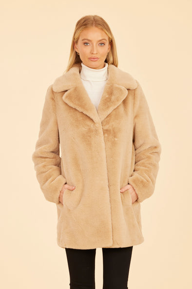 Dolce Cabo Faux Fur Coat - Champagne