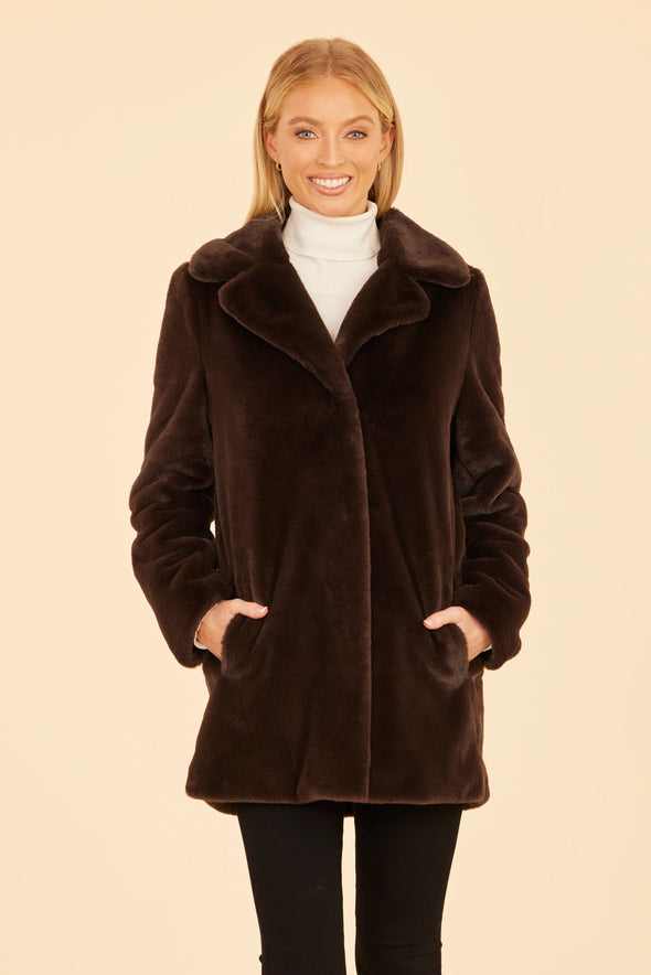 Dolce Cabo Faux Fur Coat - Brown