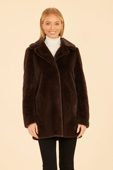 Dolce Cabo Faux Fur Coat - Brown