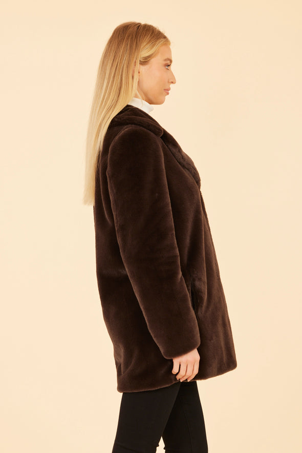 Dolce Cabo Faux Fur Coat - Brown