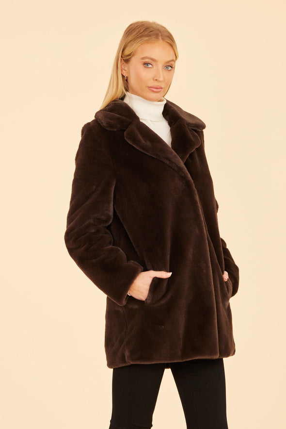 Dolce Cabo Faux Fur Coat - Brown
