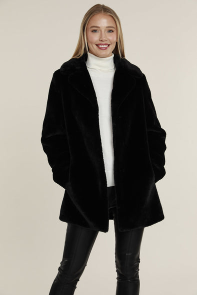 Dolce Cabo Faux Fur Jacket- Black