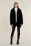 Full body view of the Dolce Cabo Faux Fur Jacket- Black