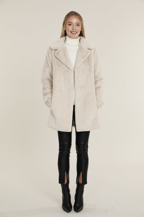 Dolce Cabo Faux Fur Coat - Creme