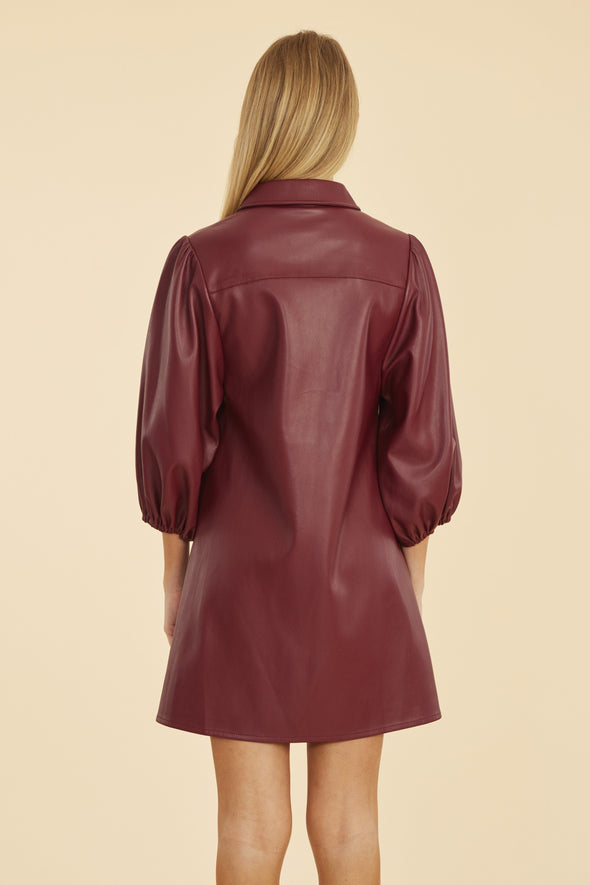 Dolce Cabo Soft Vegan Leather Dress - Burgundy