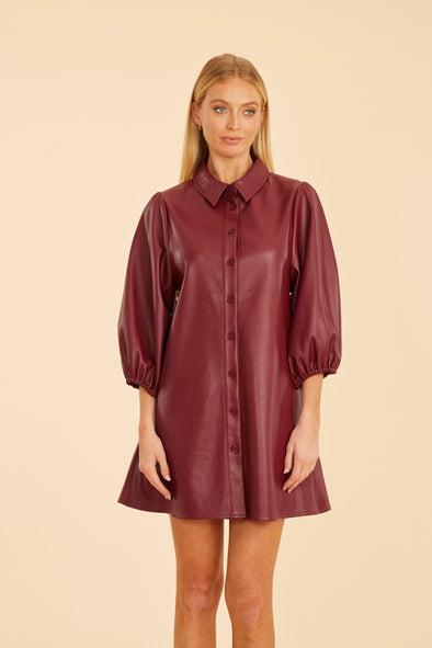 Dolce Cabo Soft Vegan Leather Dress - Burgundy
