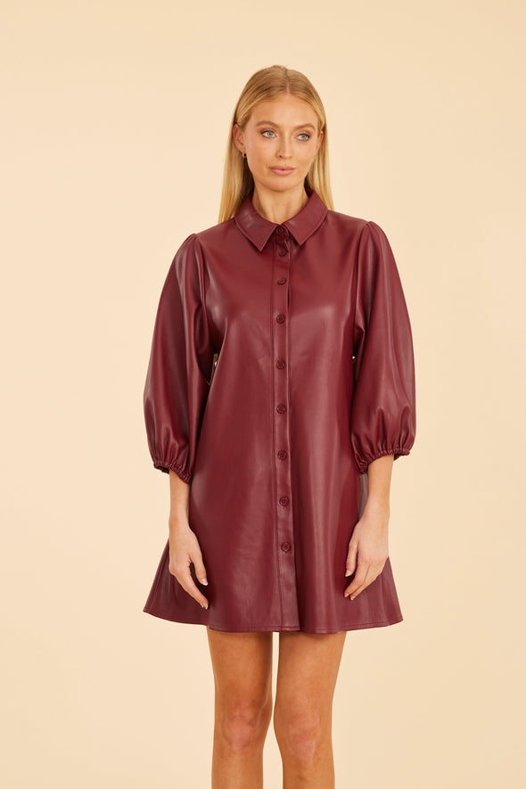 Dolce Cabo Soft Vegan Leather Dress - Burgundy