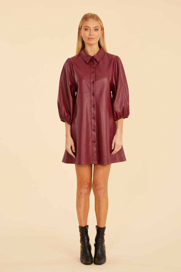 Dolce Cabo Soft Vegan Leather Dress - Burgundy