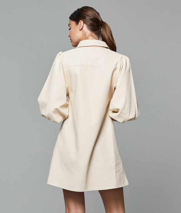 Back view of Dolce Cabo Soft Vegan Leather Dress in Creme