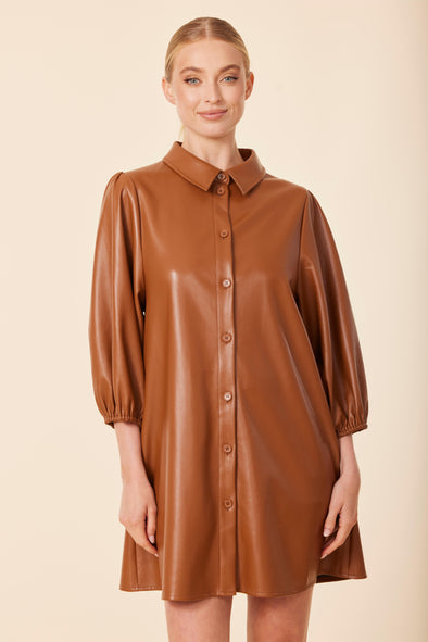 Dolce Cabo Soft Vegan Leather Dress - Saddle