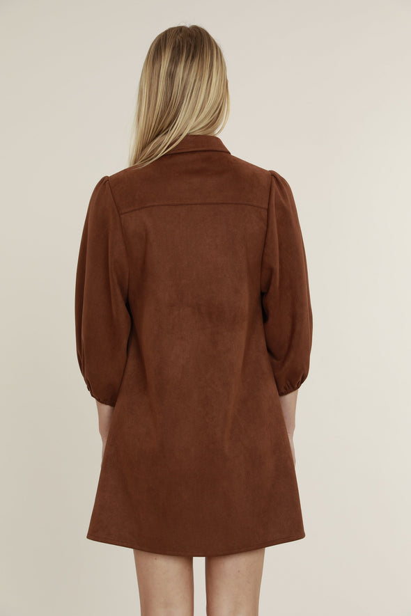 Dolce Cabo Soft Faux Suede Dress - Coffee