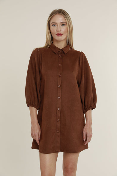 Dolce Cabo Soft Faux Suede Dress - Coffee