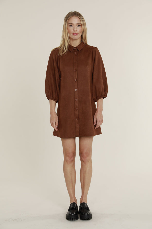 Dolce Cabo Soft Faux Suede Dress - Coffee