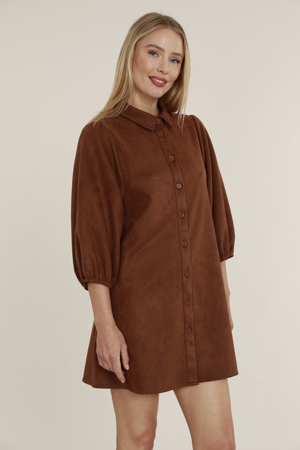 Dolce Cabo Soft Faux Suede Dress - Coffee