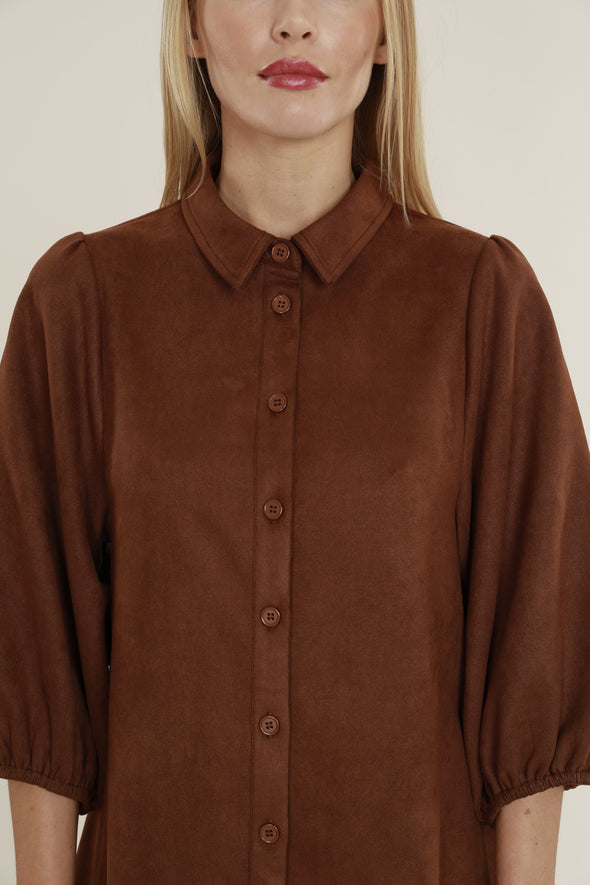 Dolce Cabo Soft Faux Suede Dress - Coffee