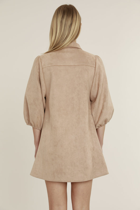 Dolce Cabo Soft Faux Suede Dress - Camel