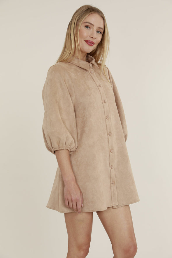 Dolce Cabo Soft Faux Suede Dress - Camel