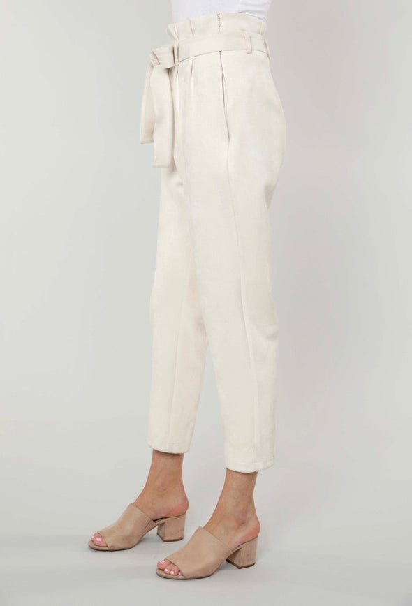 Dolce Cabo Faux Suede Paper Bag Waist Pant - Cream