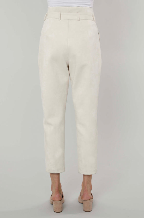 Dolce Cabo Faux Suede Paper Bag Waist Pant - Cream