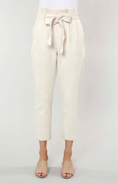 Dolce Cabo Faux Suede Paper Bag Waist Pant - Cream