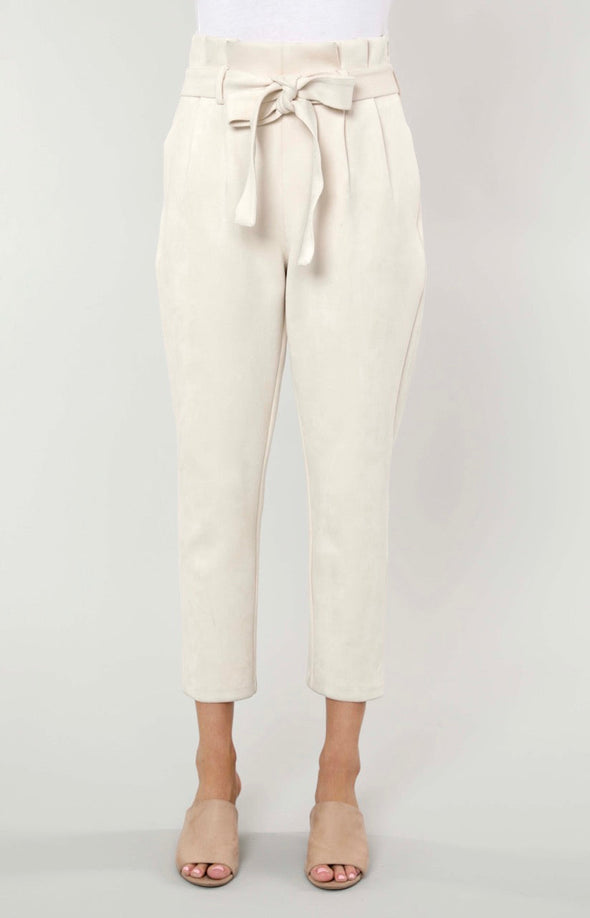 Dolce Cabo Faux Suede Paper Waist Pant - Cream