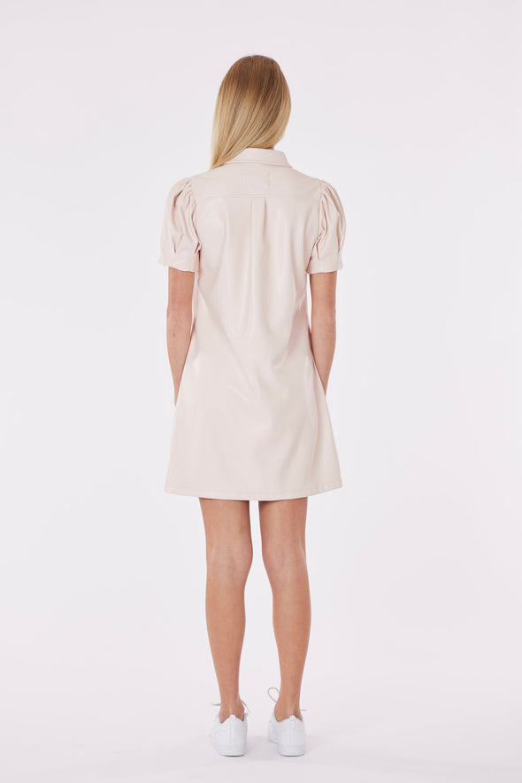 Dolce Cabo Soft Vegan Leather Short Sleeve Dress - Soft Pink