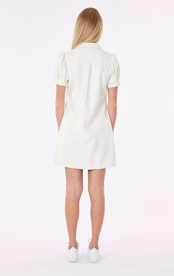 Dolce Cabo Soft Vegan Leather Short Sleeve Dress - White