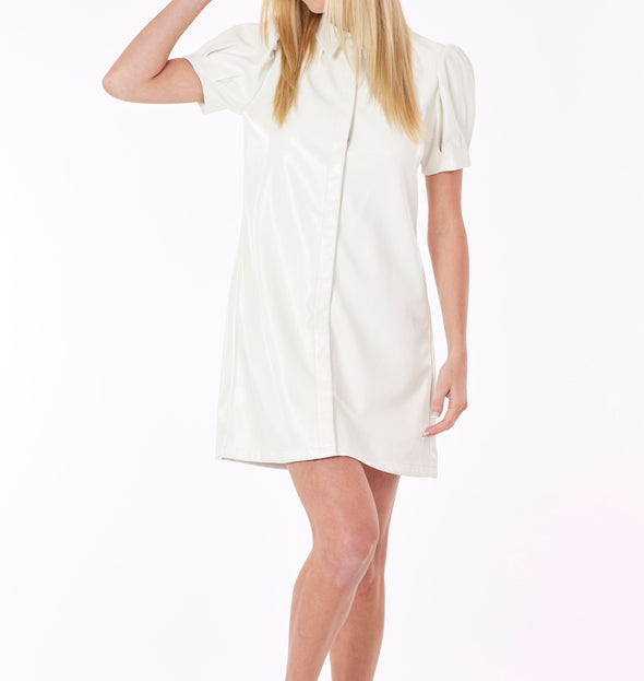 Dolce Cabo Soft Vegan Leather Short Sleeve Dress - White