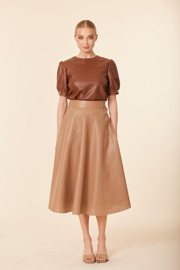 Dolce Cabo Madison Perforated Skirt - Camel
