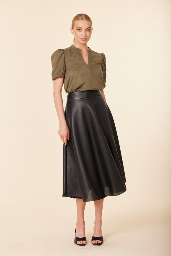 Dolce Cabo Madison Perforated Skirt - Black