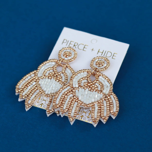 Beaded Crab Earring - White