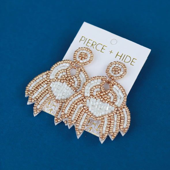 Beaded Crab Earring - White