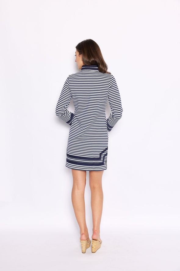 Sail To Sable Long Sleeve Classic Tunic - Navy/White Stripe