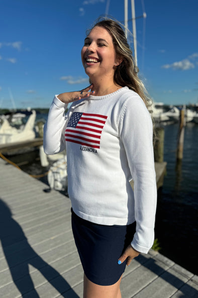 Pink Pineapple Alexandria USA Sweater - White