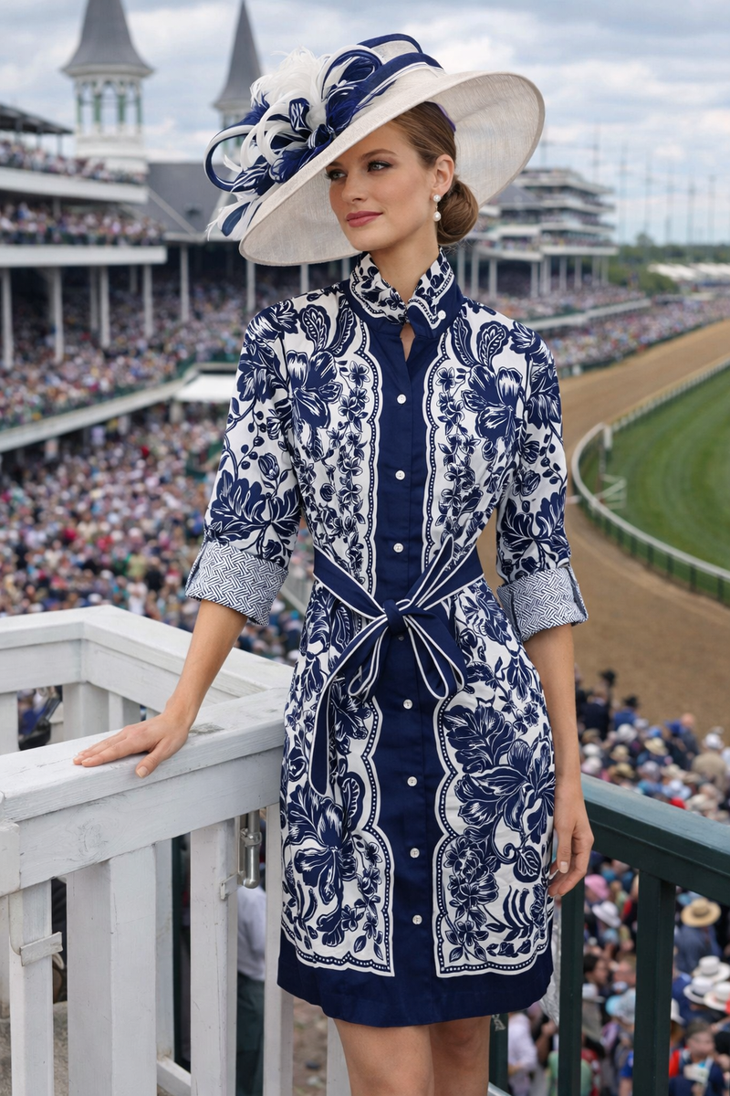 Patty Kim Elizabeth Dress - Navy/White
