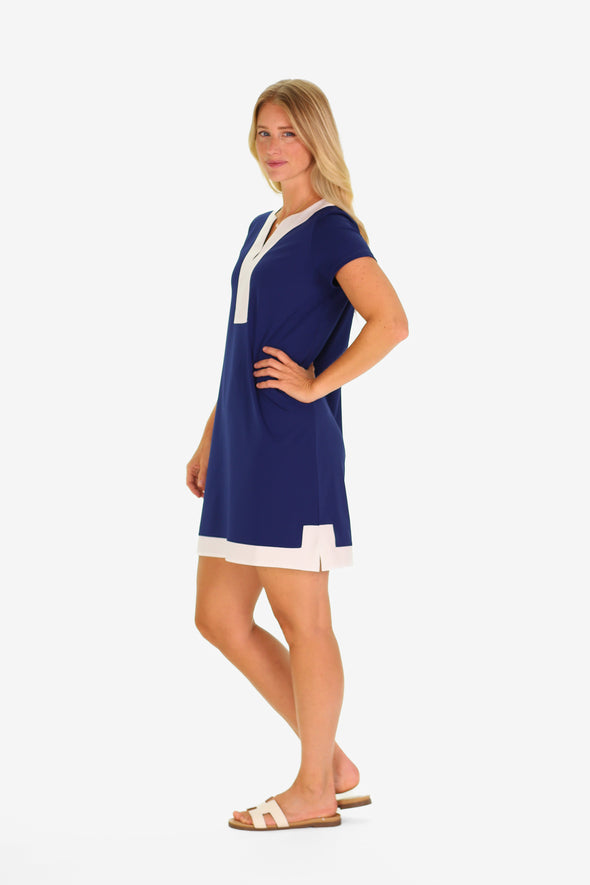 Side view of the Duffield Lane Shortie Kai Active Dress - Royal Navy