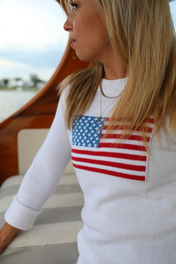Sail To Sable Flag Intarsia Sweater - White