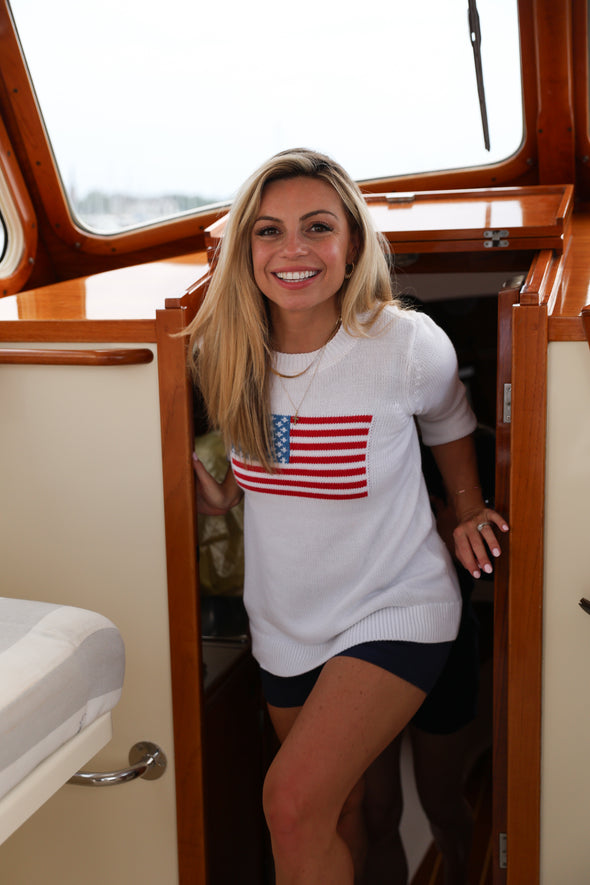 Sail To Sable Flag Intarsia Sweater - White