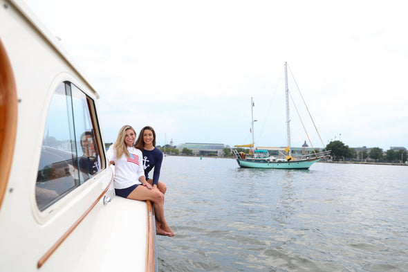 Pink Pineapple Anchor Sweater - Navy