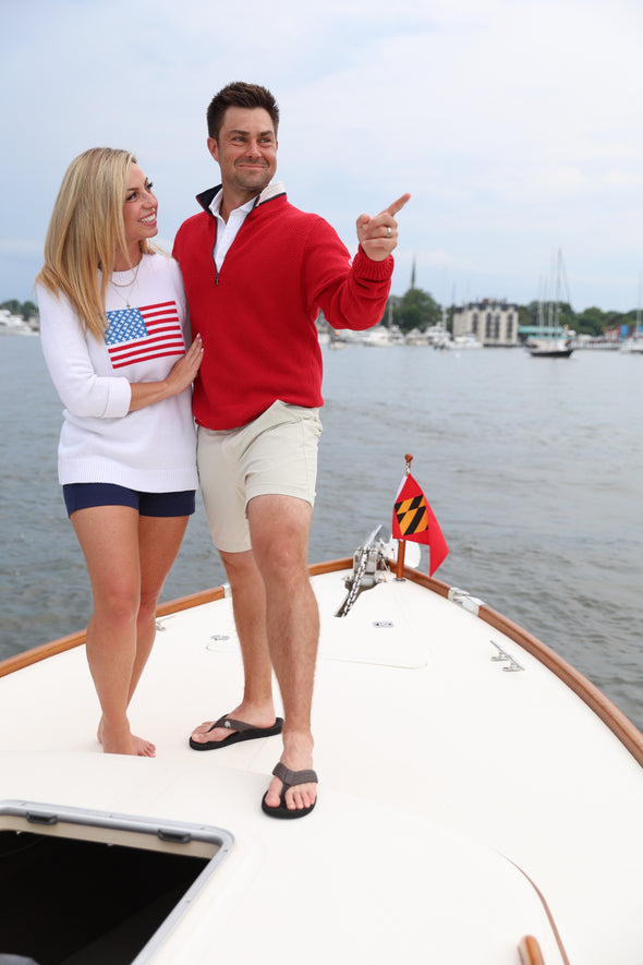 Sail To Sable Flag Intarsia Sweater - White