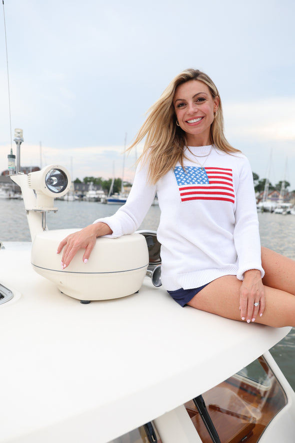 Sail To Sable Flag Intarsia Sweater - White