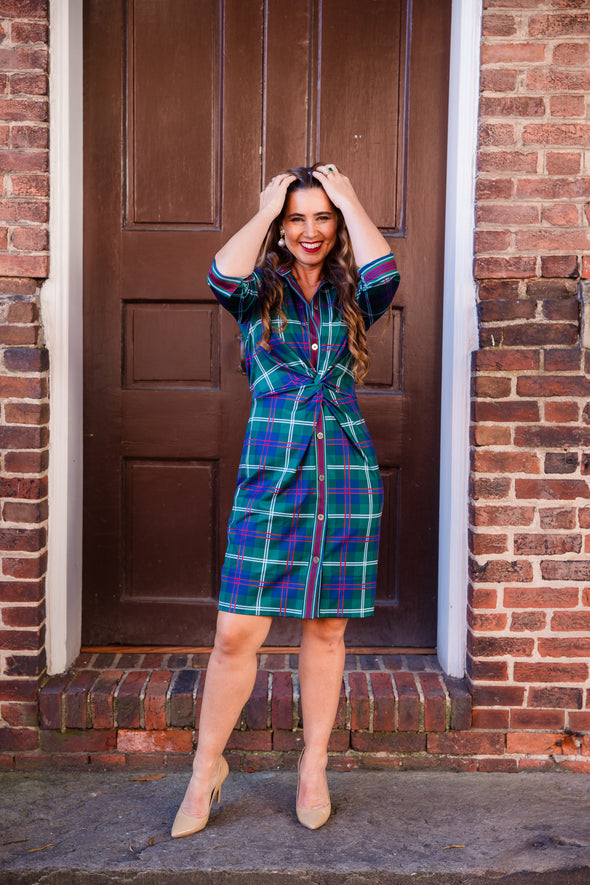 Gretchen Scott Twist & Shout Dress - Middleton Plaid - Green