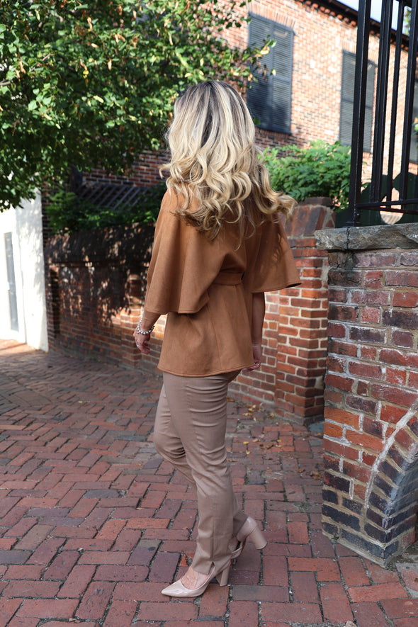 Boho Cape Jacket - Cognac