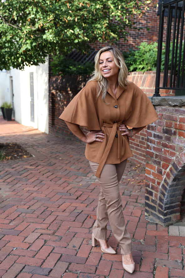 Boho Cape Jacket - Cognac