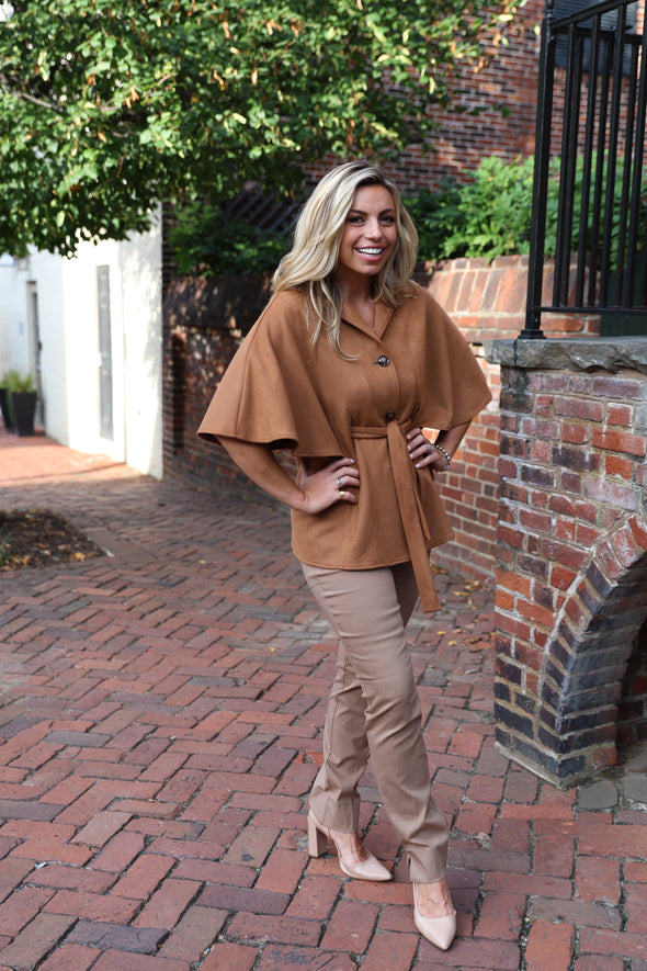 Boho Cape Jacket - Cognac