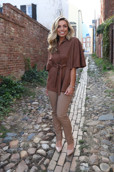 Boho Cape Jacket - Tobacco
