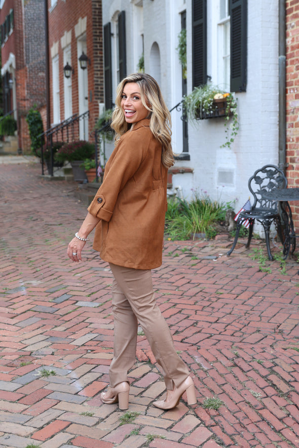 Boho Chic Suede Jacket - Cognac